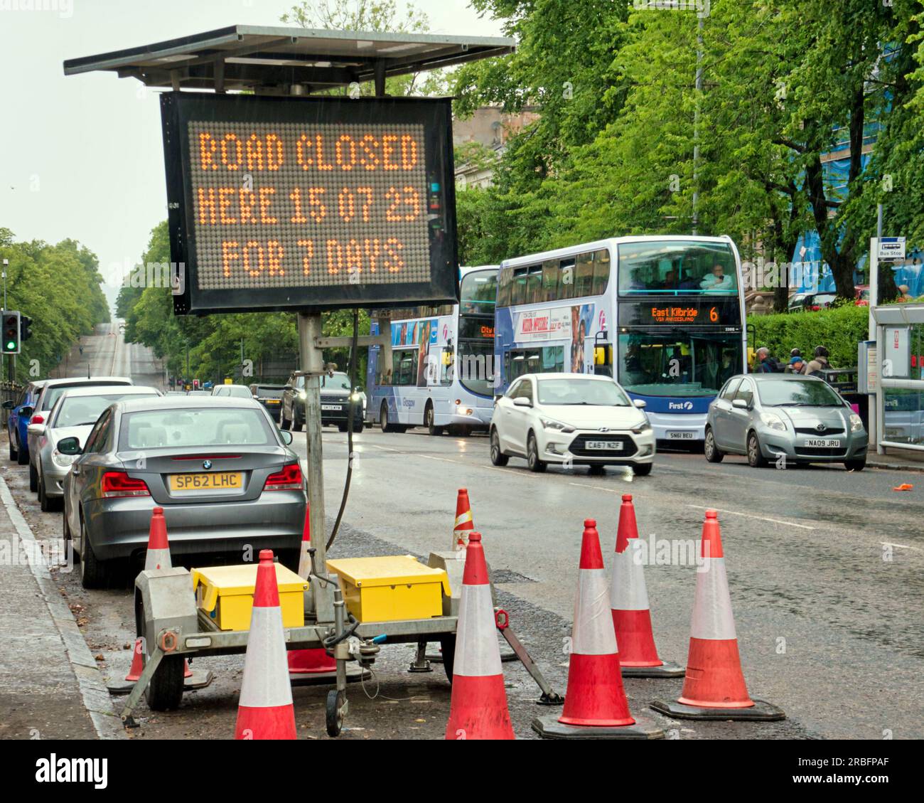 road works on great western road at botanic gardens Stock Photo
