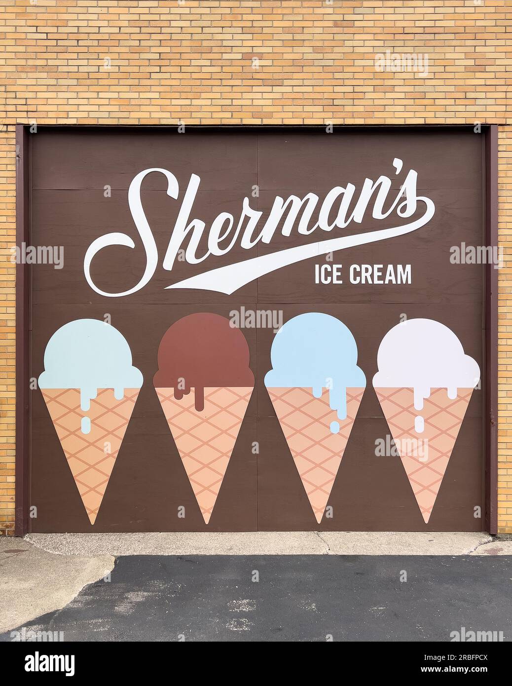 Sherman's Dairy Bar is a local favorite ice cream shop that has been in operation since 1916. Stock Photo