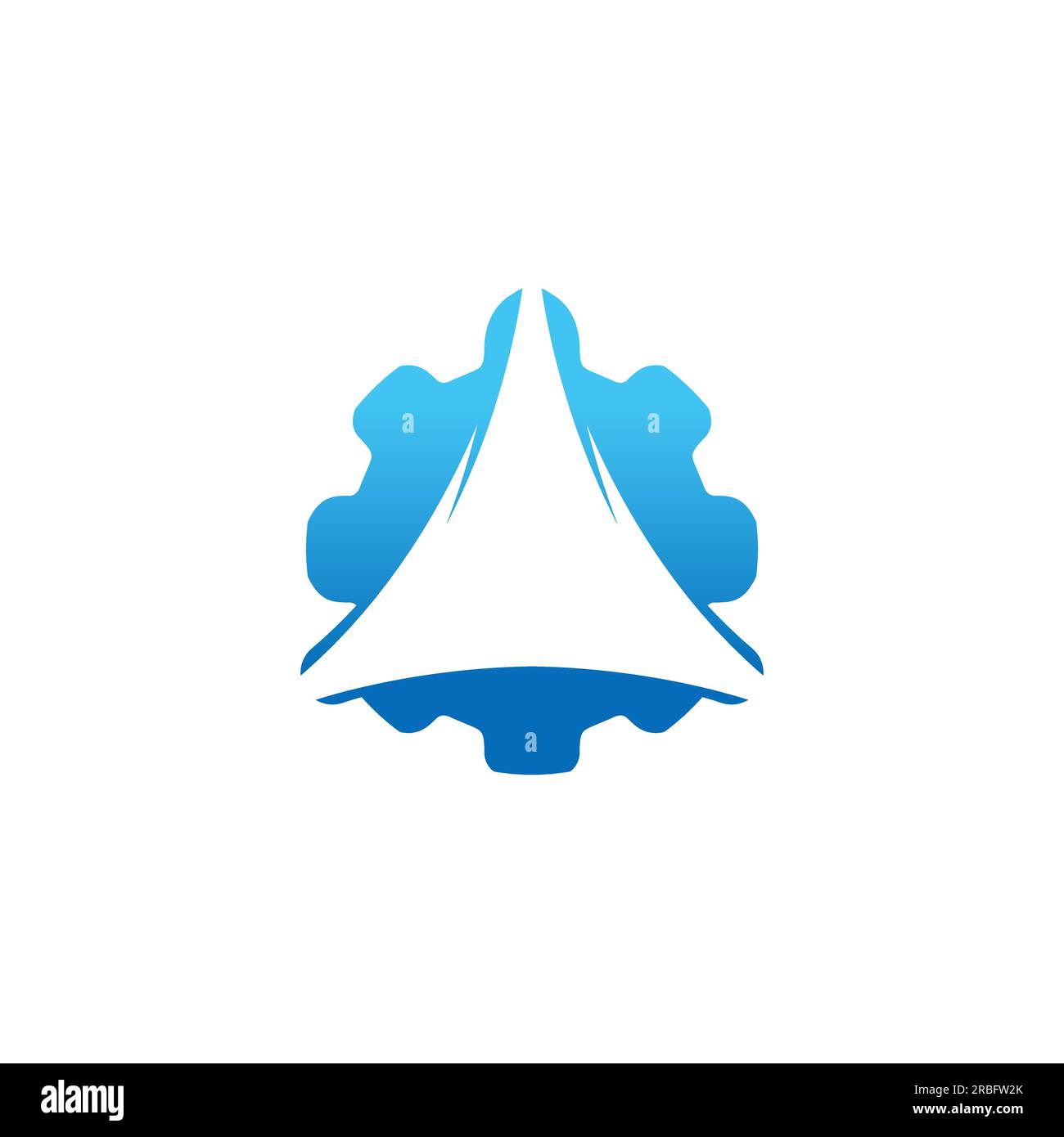 Triangle Trinity and gear icon vector logo design template download.EPS 10 Stock Vector