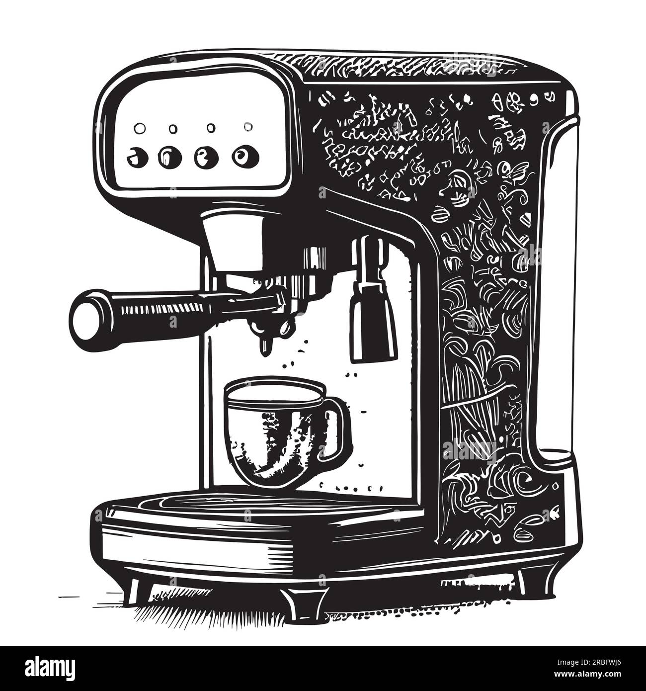 Coffee machine retro sketch hand drawn Coffee Vector illustration Stock Vector