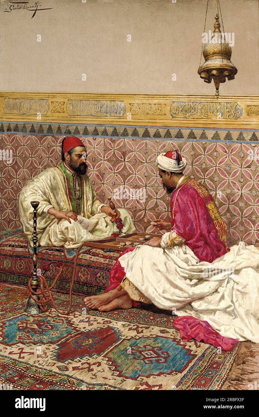 The Backgammon Players by Giulio Rosati Stock Photo Alamy