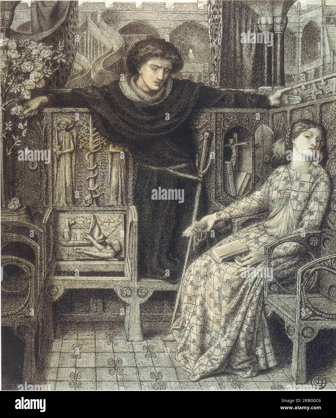 Hamlet and Ophelia 1858 by Dante Gabriel Rossetti Stock Photo
