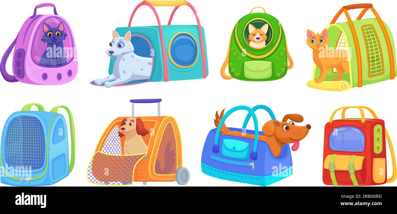 Pet carriers. Pets carriages for animal convenience in journey, travel