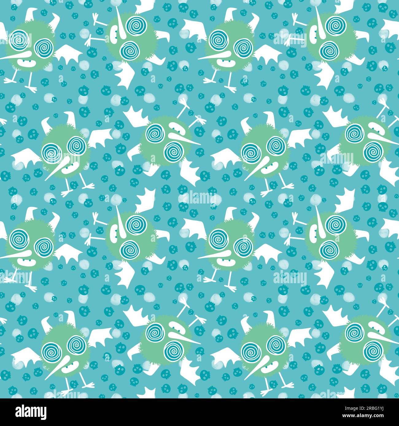 Halloween monsters birds seamless cartoon cute vampire pattern for