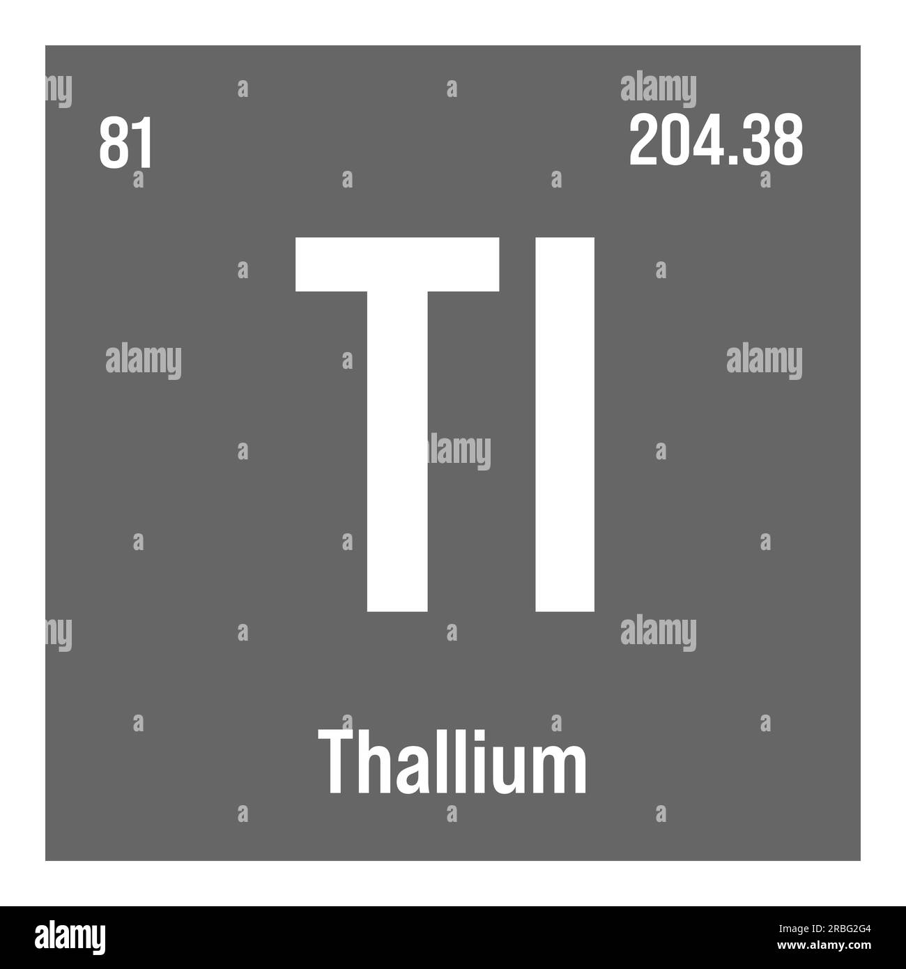 Thallium, Tl, periodic table element with name, symbol, atomic number