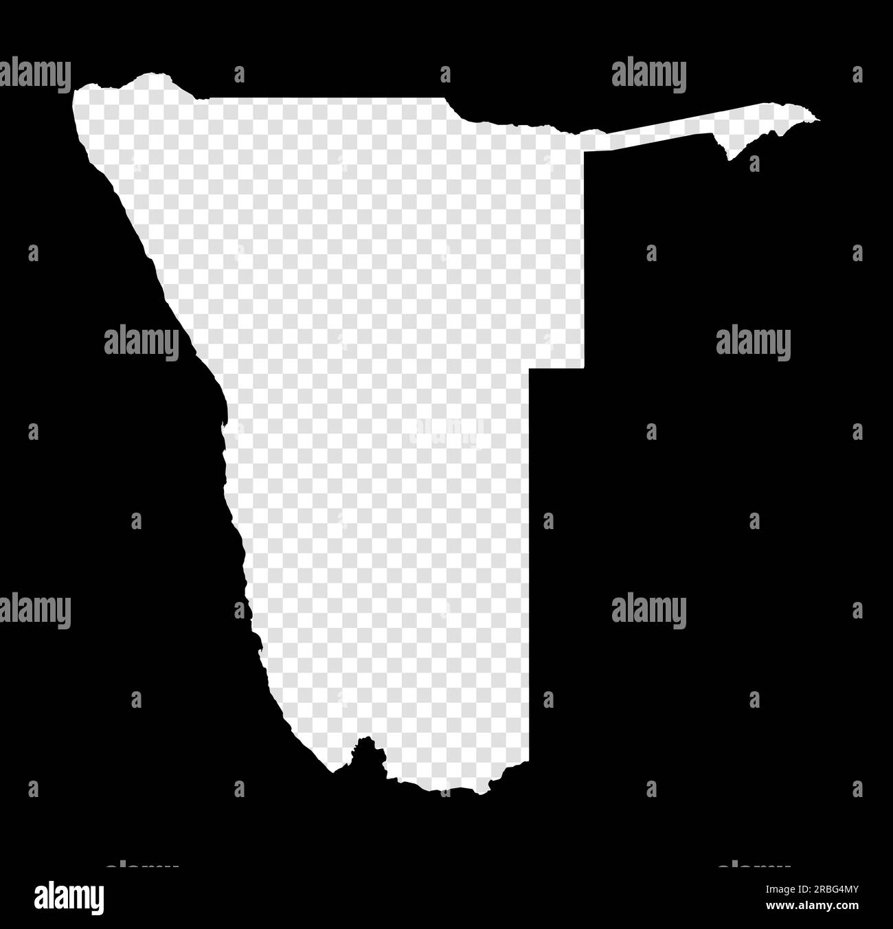 Stencil map of Namibia. Simple and minimal transparent map of Namibia. Black rectangle with cut