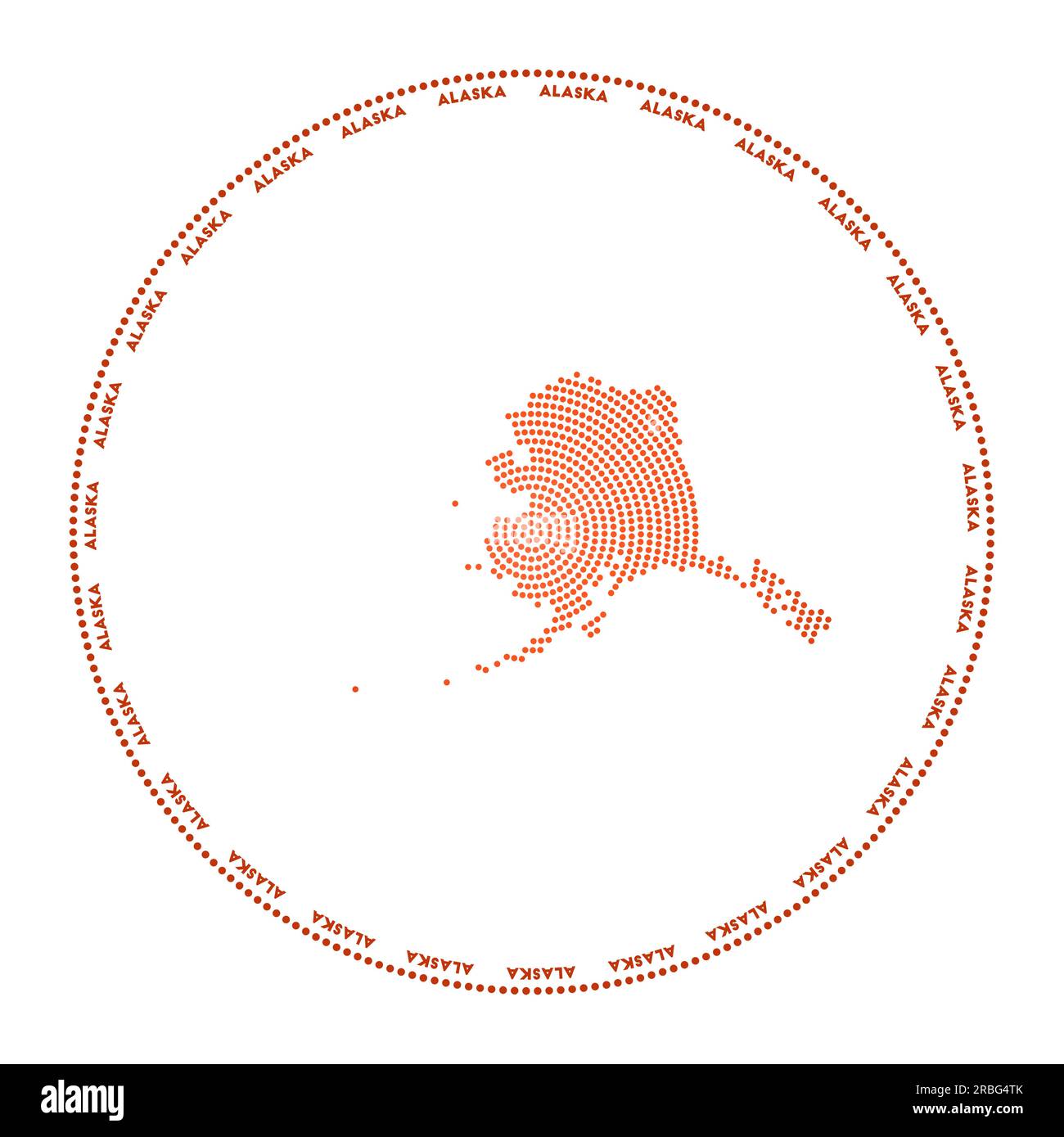 Alaska round logo. Digital style shape of Alaska in dotted circle with us state name. Tech icon of the us state with gradiented dots. Vibrant vector i Stock Vector