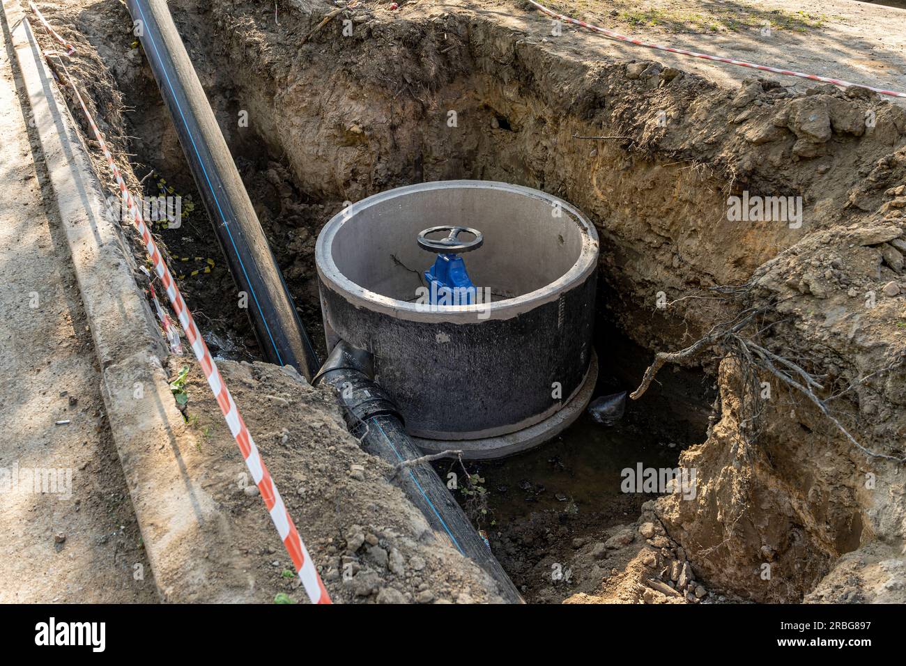 A valve or valve in a valve concrete well of an underground sewer