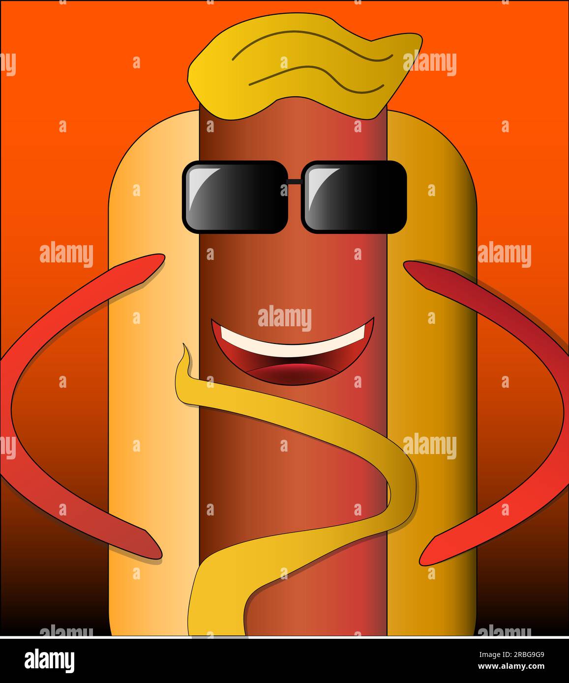 hot dog with ketchup and mustard cartoon vector icon illustration. On