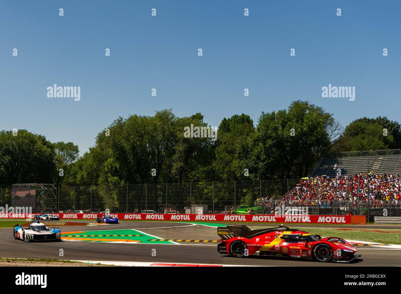 Monza Circuit, Monza, Lombardy, Italy. 9th July, 2023. 2023 FIA World Endurance Championship, 6 Hours of Monza; A. Fuoco, M. Molina, N. Nielsen of Ferrari AF Corse team Credit: Action Plus Sports/Alamy Live News Stock Photo