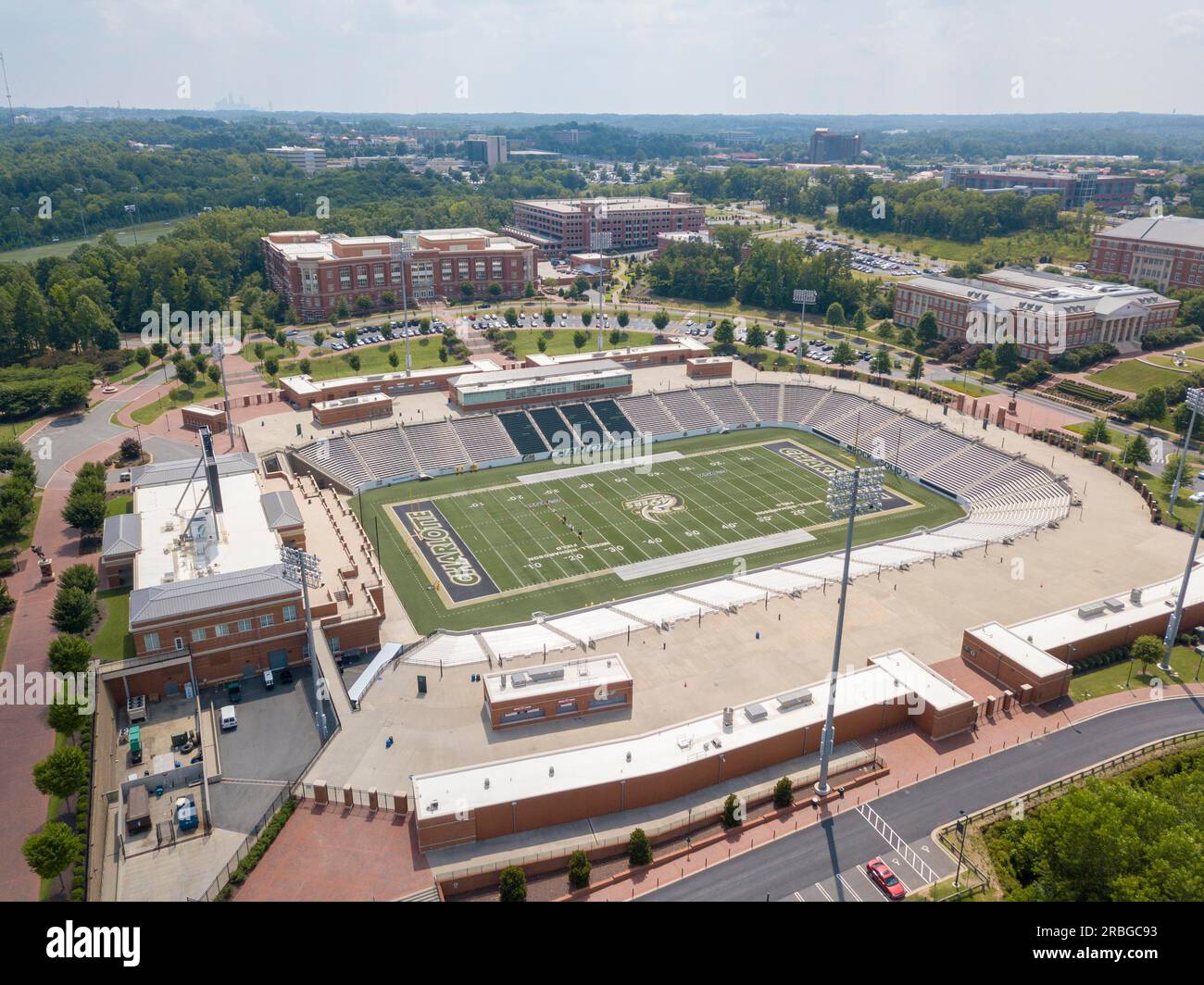 Aerial view of Jerry Richardson Stadium at the University of North Carolina at Charlotte. Home of the UNCC 49ers Stock Photo