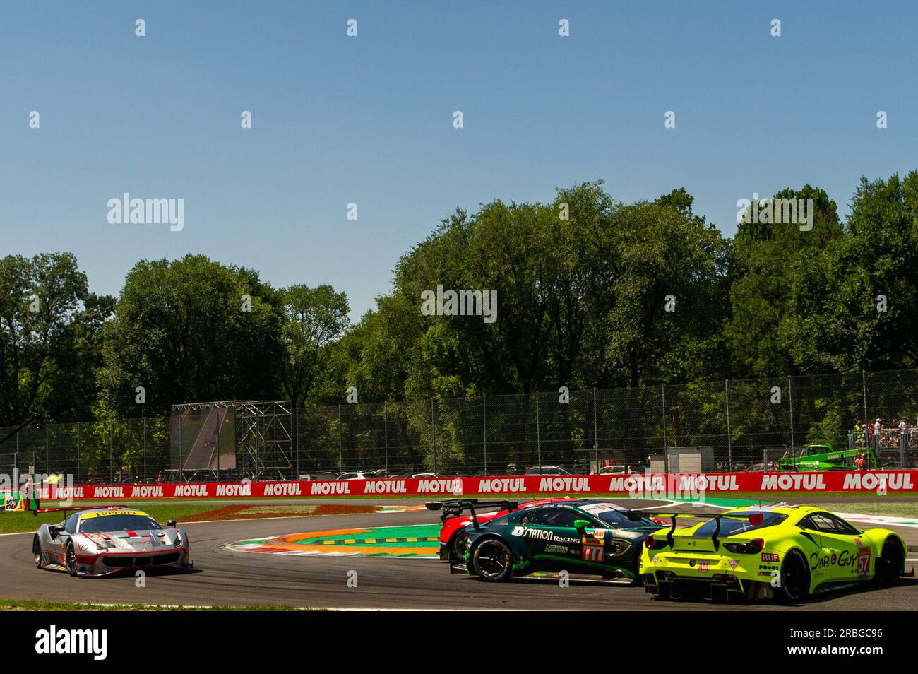 Monza Circuit, Monza, Lombardy, Italy. 9th July, 2023. 2023 FIA World Endurance Championship, 6 Hours of Monza; Cars get together in a corner and spin Credit: Action Plus Sports/Alamy Live News Stock Photo