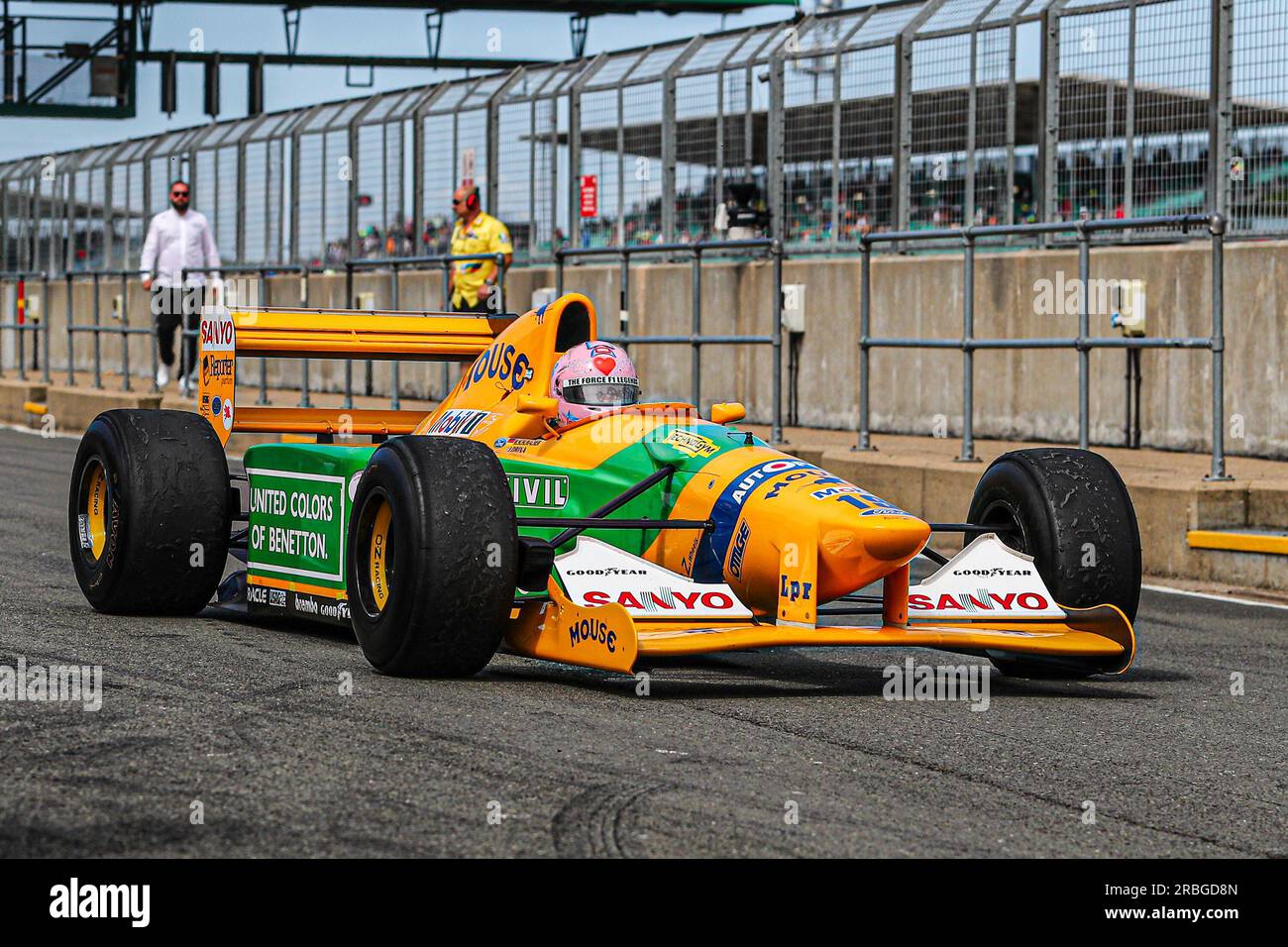 Historical Benetton F1 B192 (drove in 1992 season by Michael Schumacher, first win in Spa Francorschamps)  during FORMULA 1 ARAMCO BRITISH GRAND PRIX Stock Photo