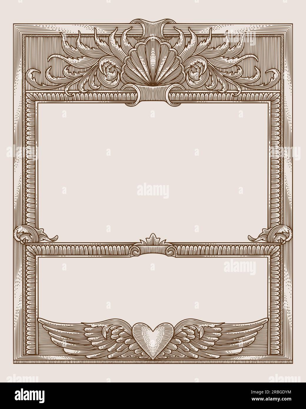 old square frame with engraving drawing style. vector vintage illustration Stock Vector