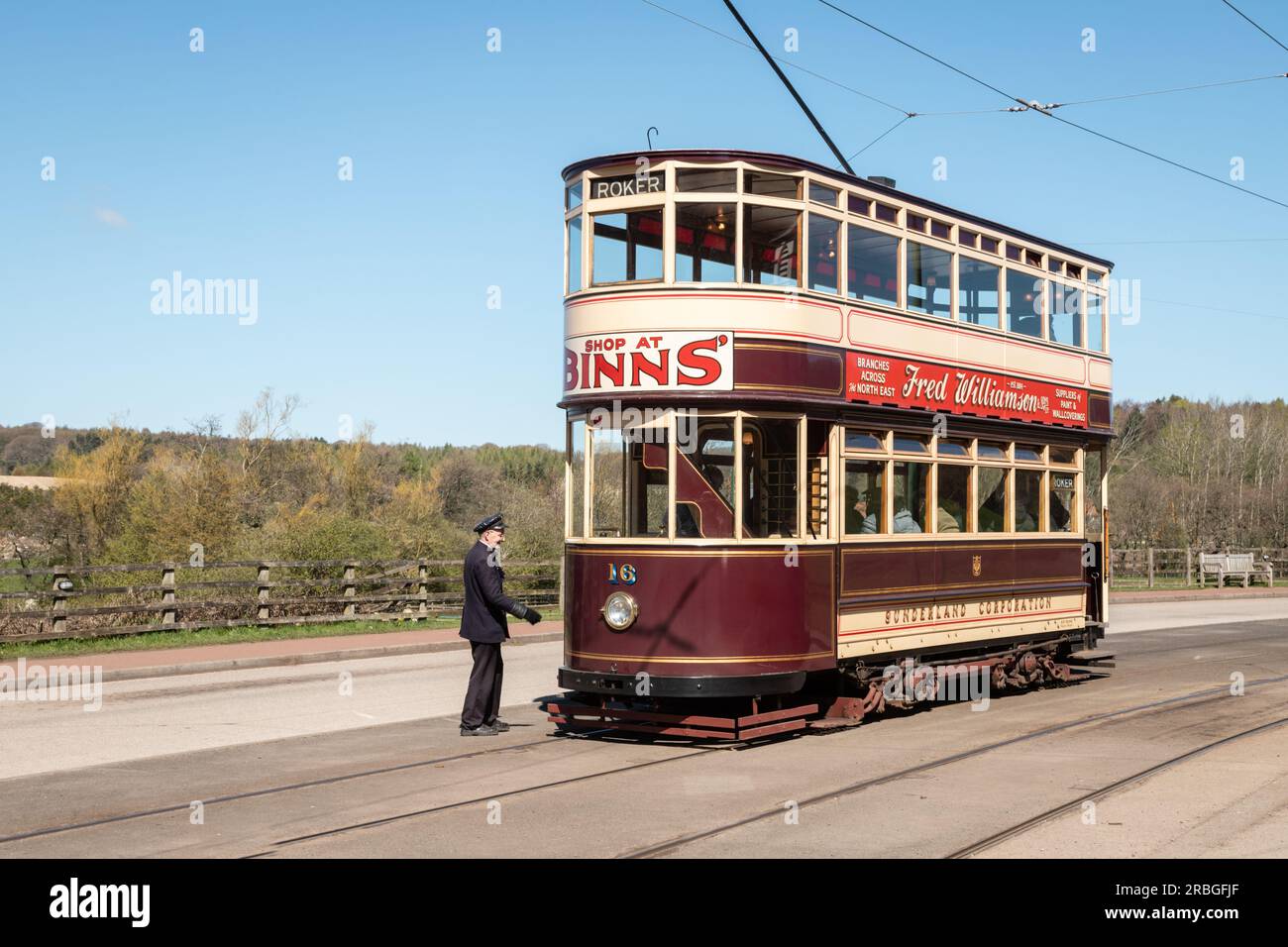 Tram at Beamish Museum, County Durham, UK Stock Photo