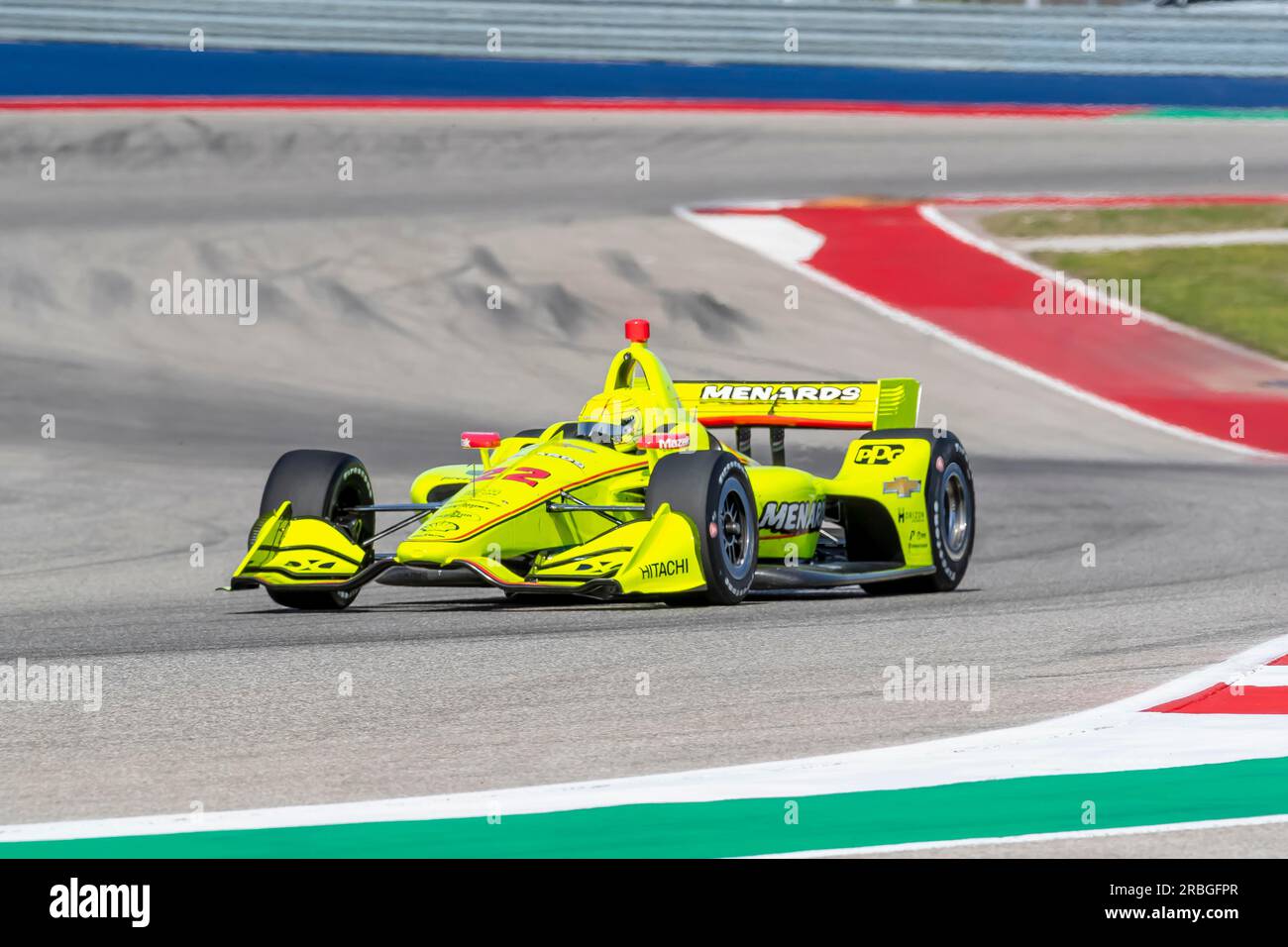 SIMON PAGENAUD (22) of France goes through the turns during practice for the IndyCar Spring Test at Circuit Of The Americas in Austin, Texas Stock Photo