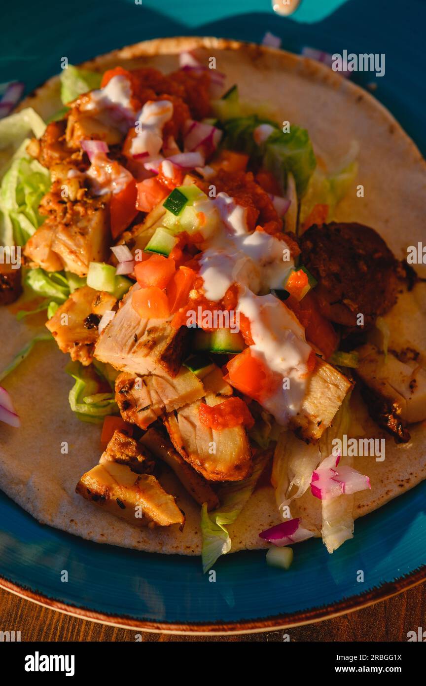 Chicken Doner Kebab, Turkish Style Kebab Sandwich Stock Photo Alamy