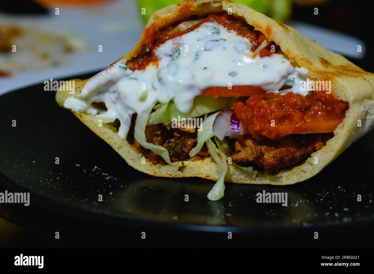 Chicken Doner Kebab, Turkish Style Kebab Sandwich Stock Photo Alamy