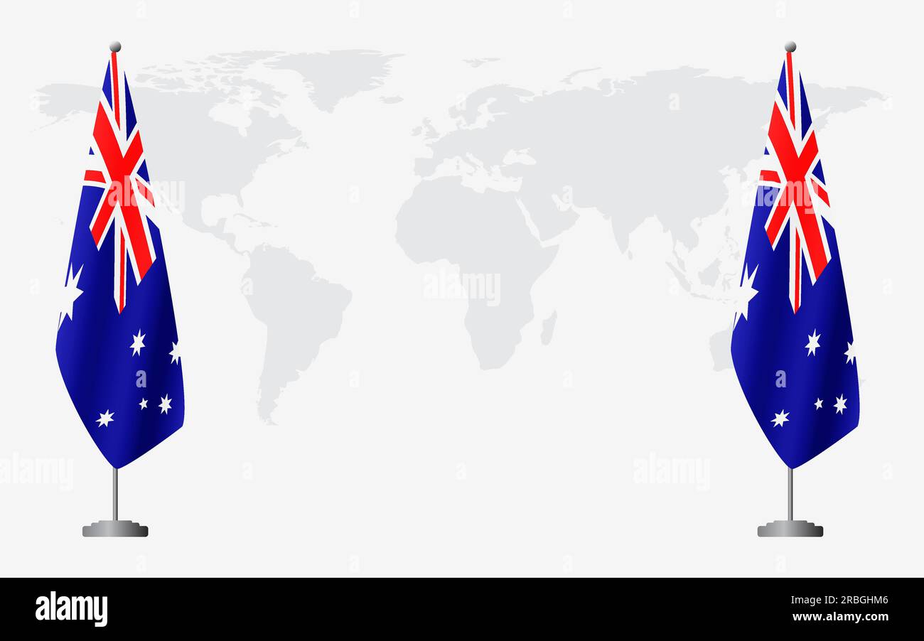 Australia and Australia flags for official meeting against background