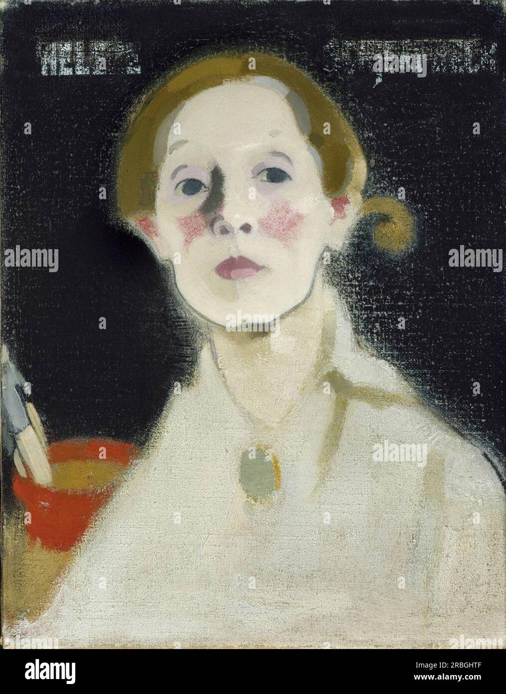 Selfportrait with Black Background 1915 by Helene Schjerfbeck Stock