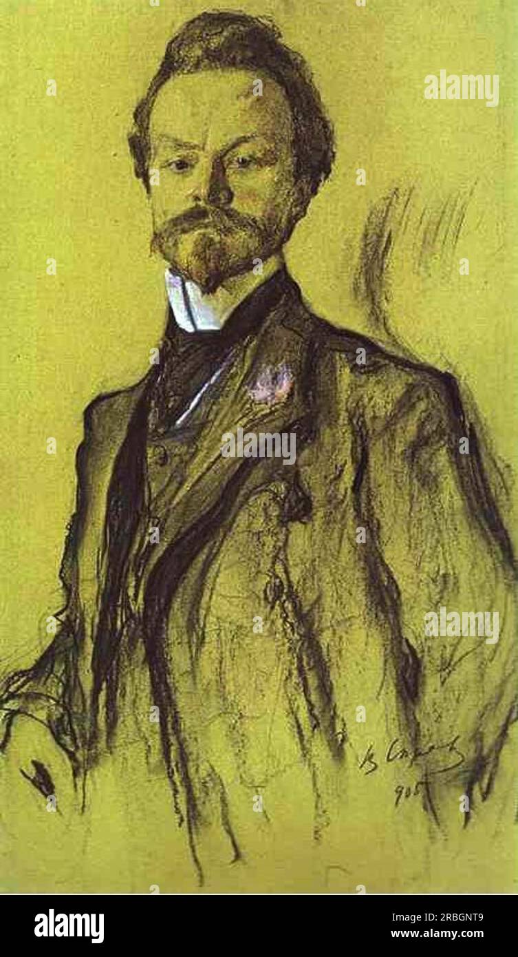 Portrait of the Poet Konstantin Balmont 1905 by Valentin Serov Stock Photo