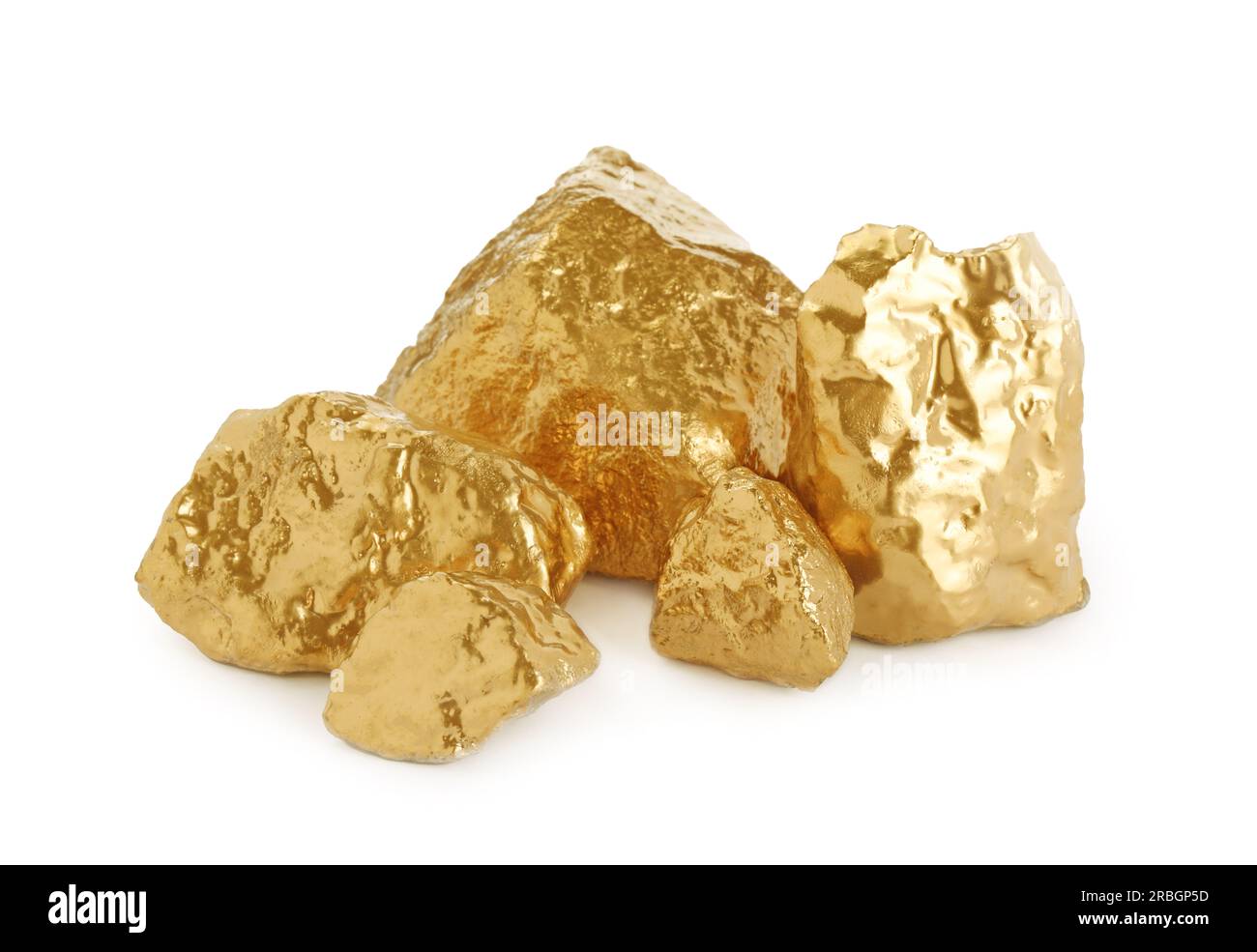 Pile of shiny gold nuggets on white background Stock Photo - Alamy