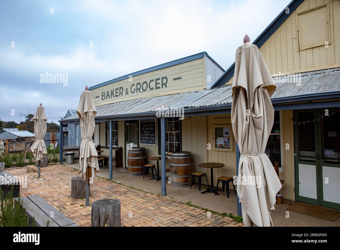 Hill End historic gold mining town in regional New South Wales with historic and heritage buildings, grocer and bakery,Australia Stock Photo