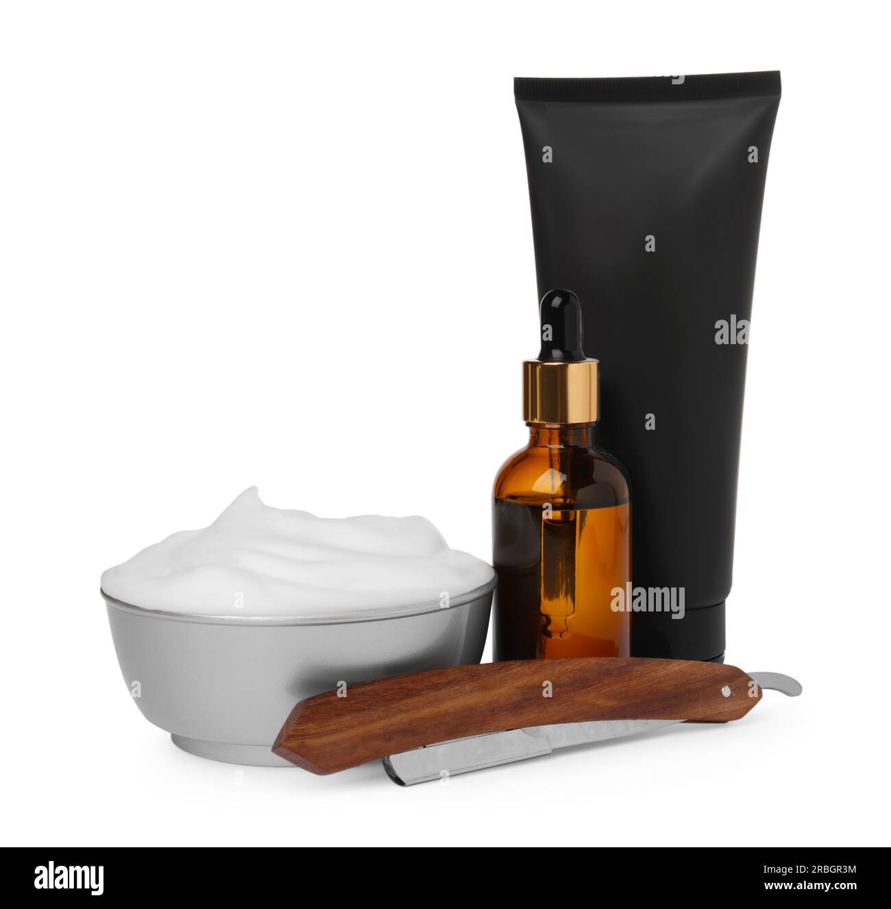 Set of men's shaving accessories on white background Stock Photo Alamy