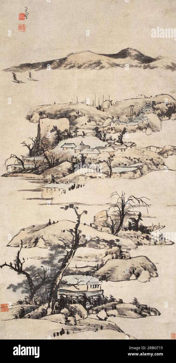 File:Bada Shanren (Zhu Da) - Cedar Tree, Day Lily, and Wagtails