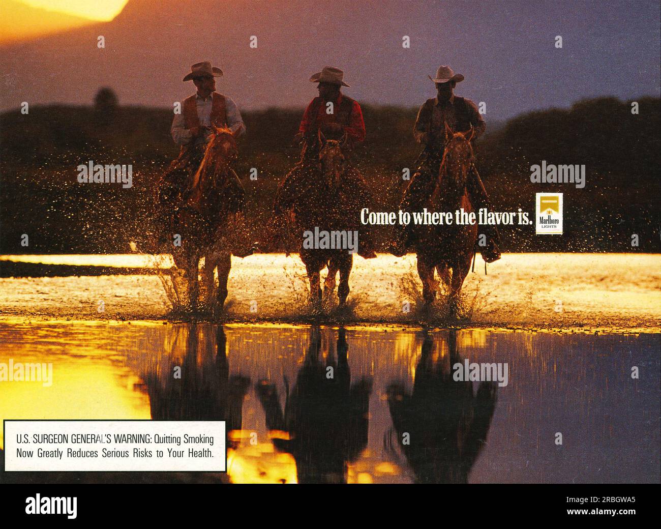 Marlboro Lights cigarettes advert advert in a magazine 2001. Come to where the flavor is Marlboro campaign Stock Photo