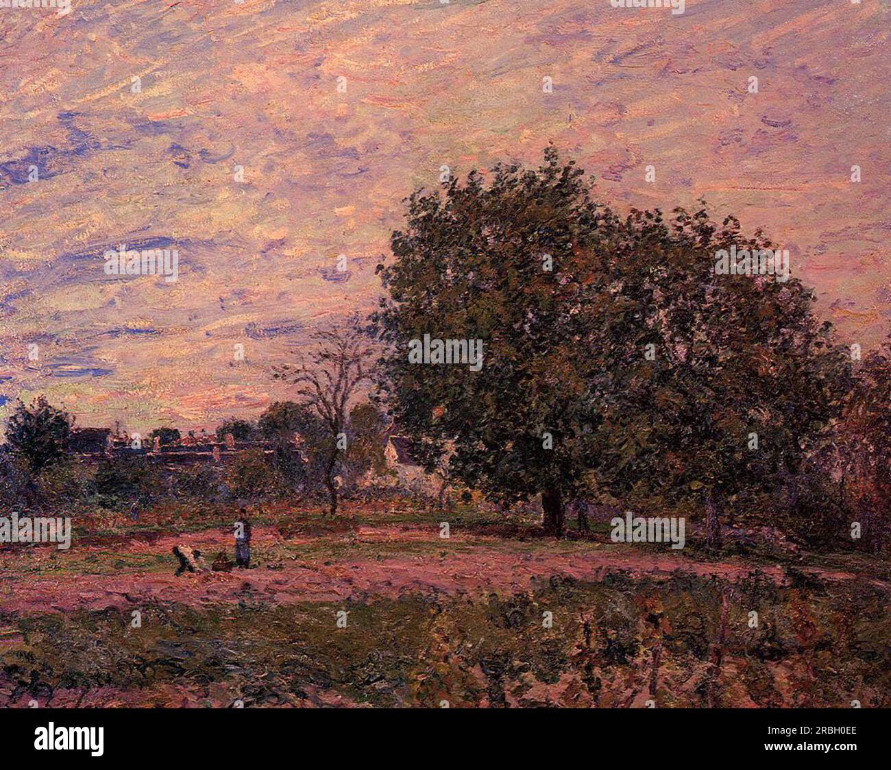 Walnut Trees, Sunset Early Days of October 1882 by Alfred Sisley Stock Photo