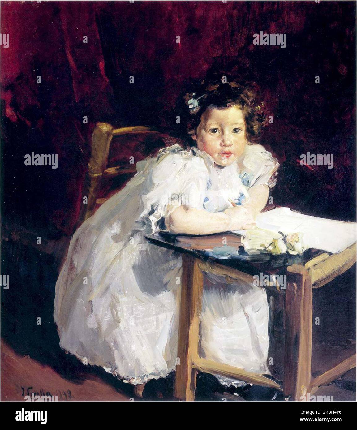Elena at her desk 1898; Spain by Joaquín Sorolla Stock Photo