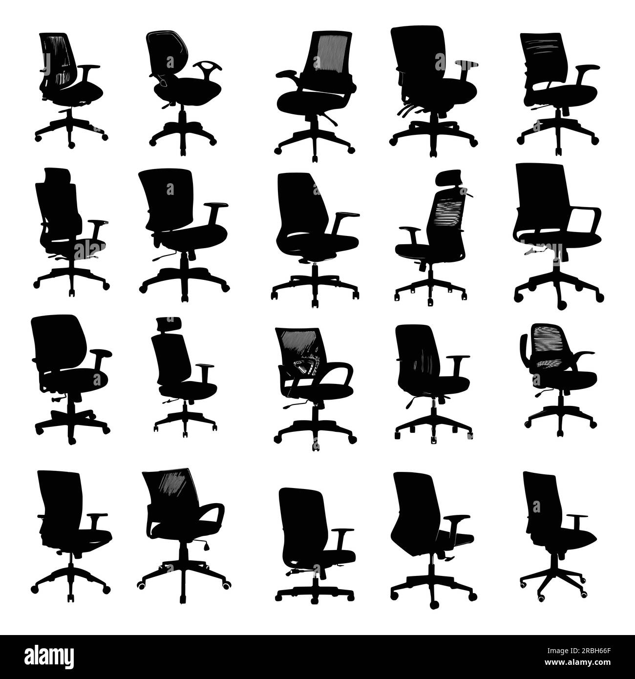 Nice collection Office chairs silhouettes vector Design Stock Vector