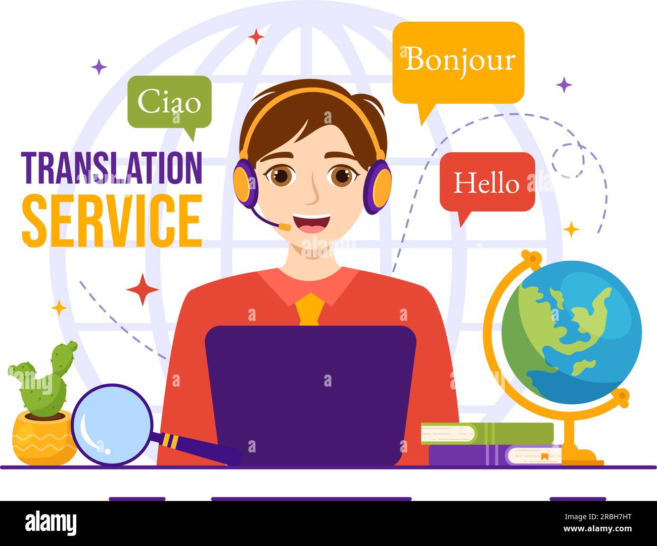 Translator Service Vector Illustration with Language Translation