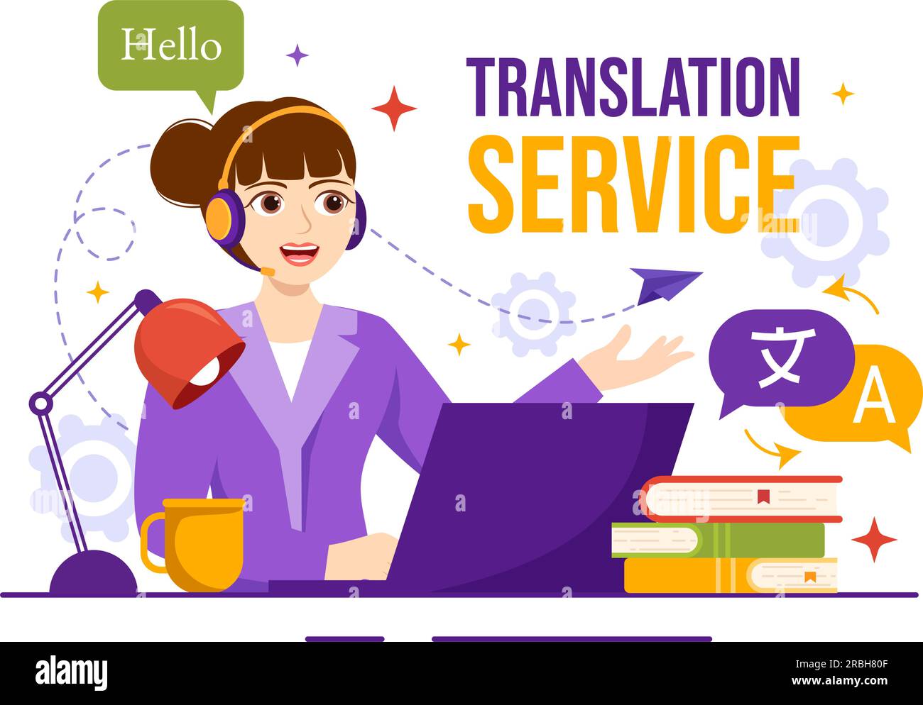 Translator Service Vector Illustration with Language Translation
