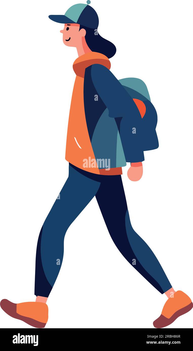 One person walking with backpack symbolizes adventure Stock Vector ...