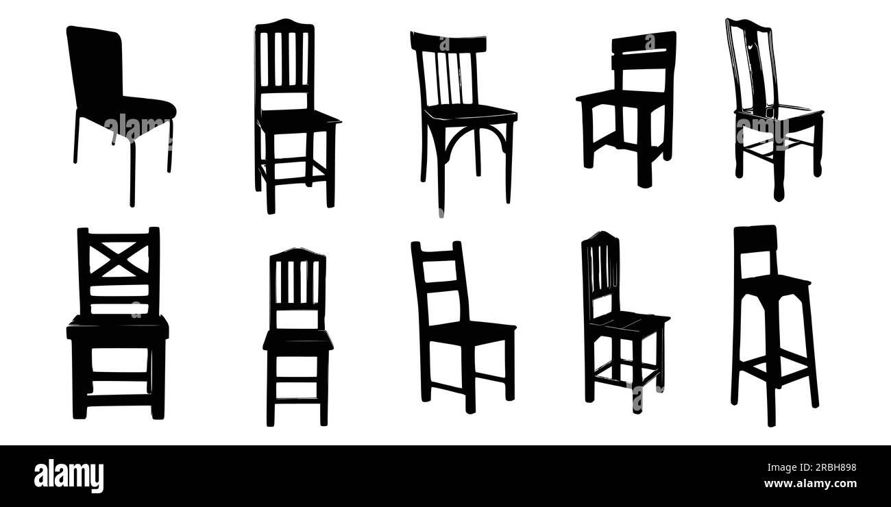 Nice Wooden Chairs Silhouette vector, Chair silhouette vector Stock ...