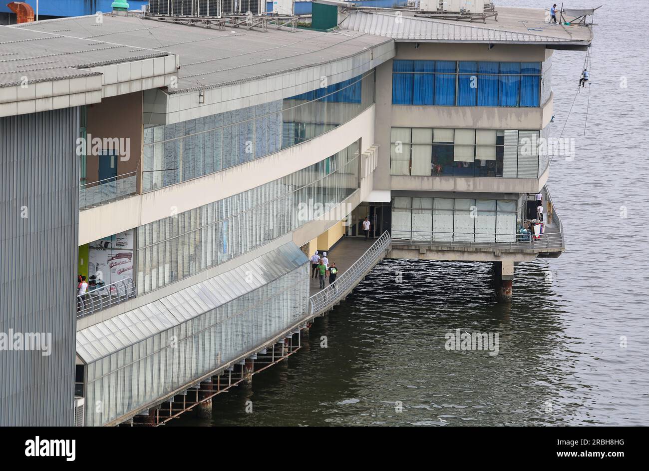 The oceanarium 'Manila Ocean Park' (oceanarium) seen from the bay, Philippines, hotel H2O, sea view, baywalk skyline, beachfront promenade, attraction Stock Photo