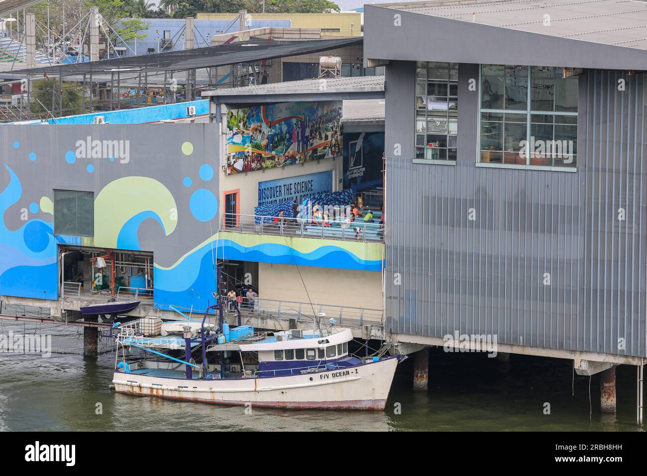 The oceanarium 'Manila Ocean Park' (oceanarium) seen from the bay, Philippines, hotel H2O, sea view, baywalk skyline, beachfront promenade, attraction Stock Photo