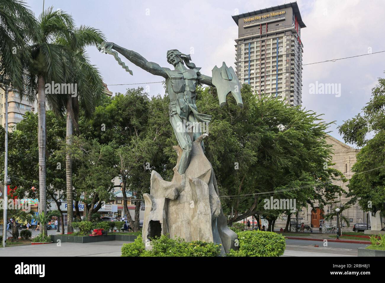Rajah Sulayman Monument, statue in Malate, Manila, Philippines, near Roxas Boulevard & Baywalk. Philippine history, Muslim Kingdom of Maynila / Luzon Stock Photo
