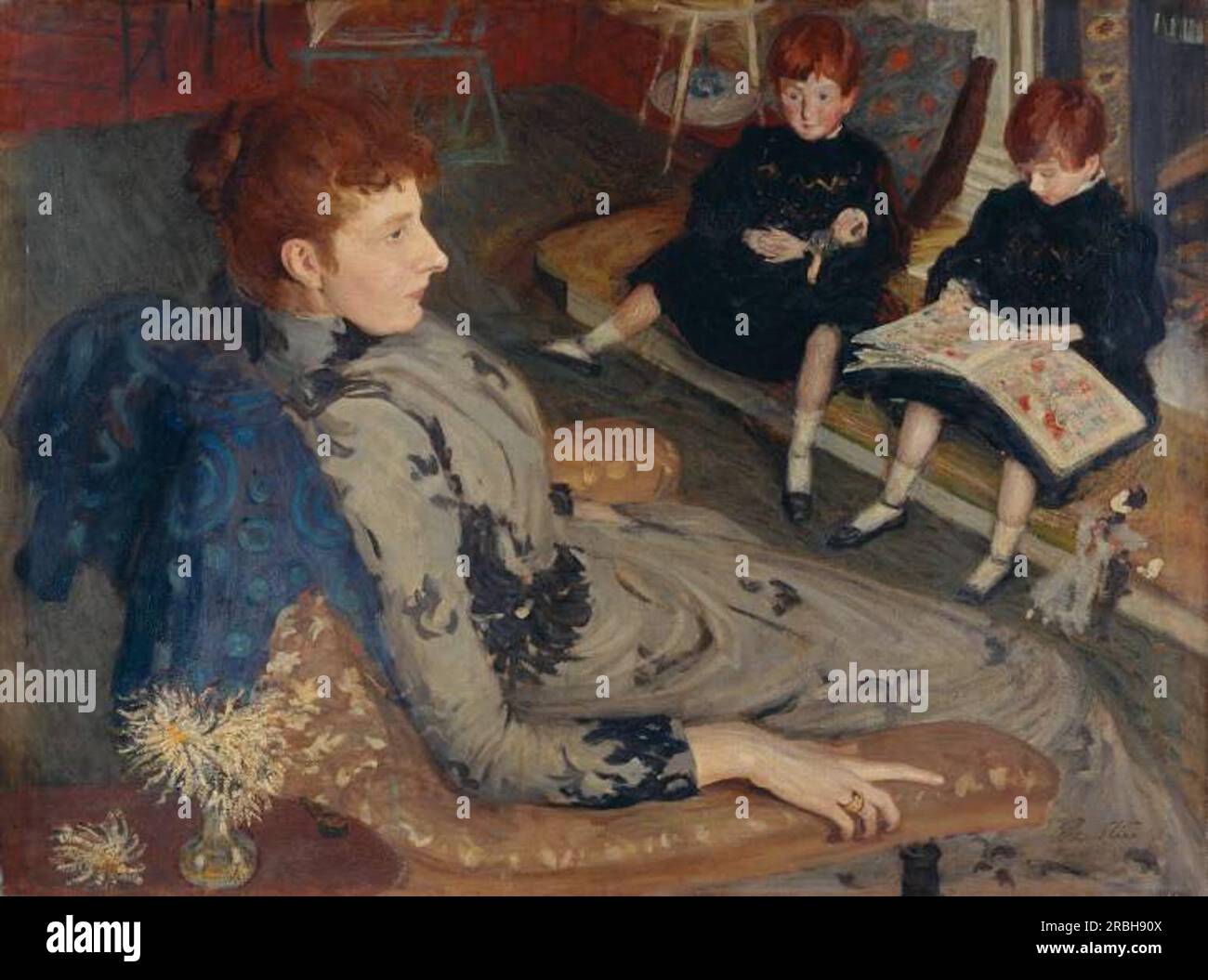 Mrs Cyprian Williams and Her Two Little Girls by Philip Wilson Steer Stock Photo
