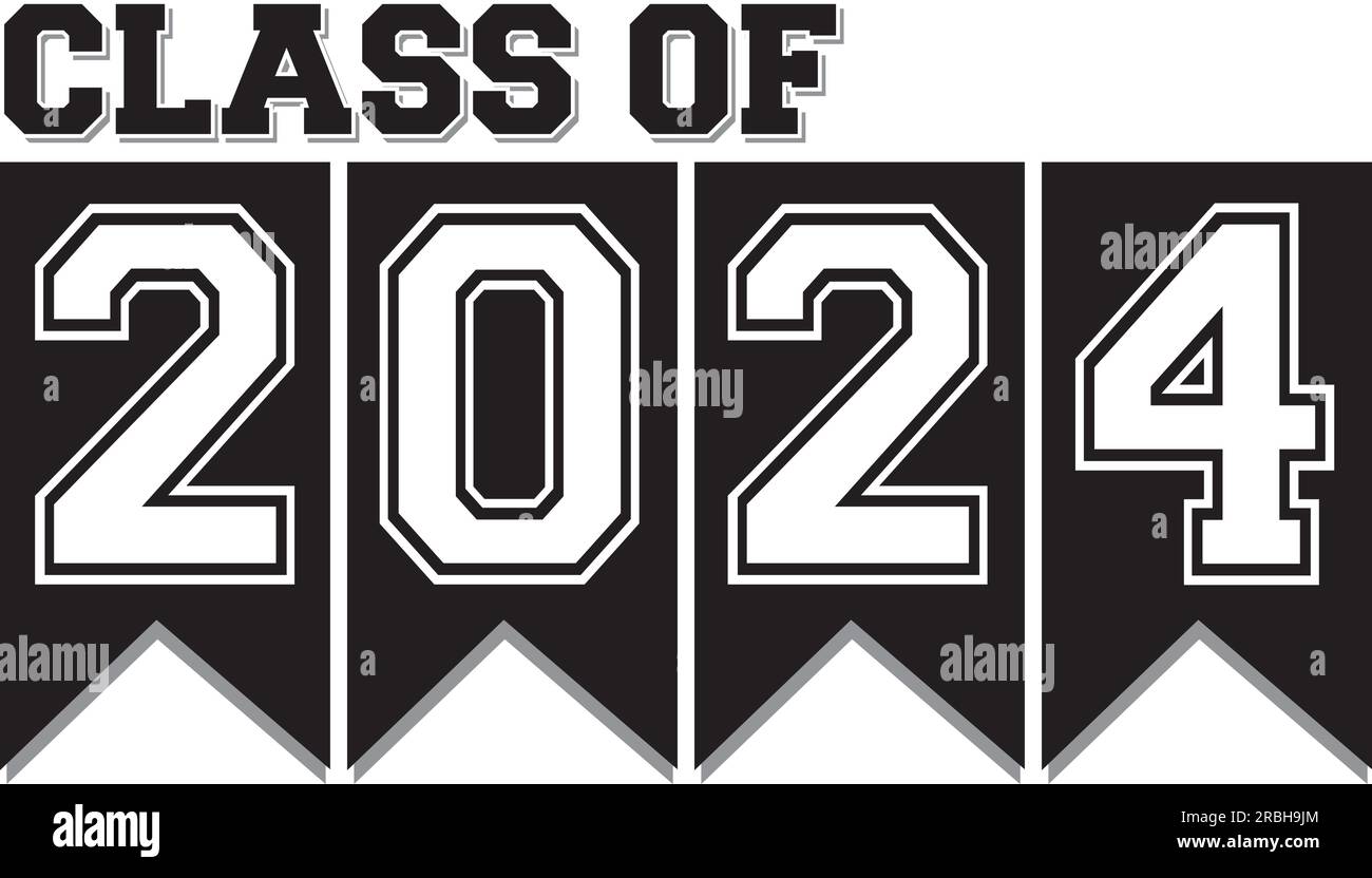 Class of 2024 Black and White Banner Stock Vector