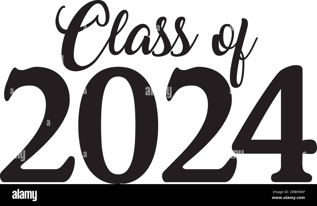 Class of 2024 Script Black and White Stock Vector