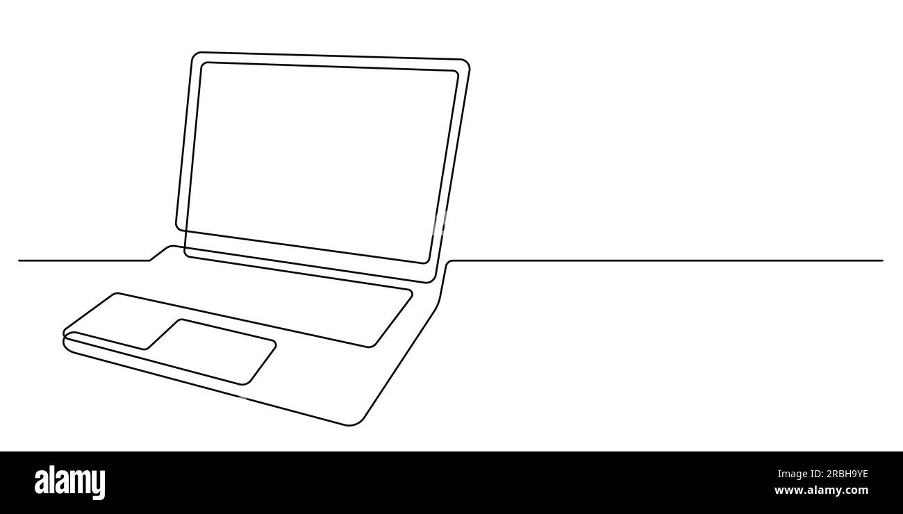 laptop in continuous line drawing minimalism style vector illustration Stock Vector
