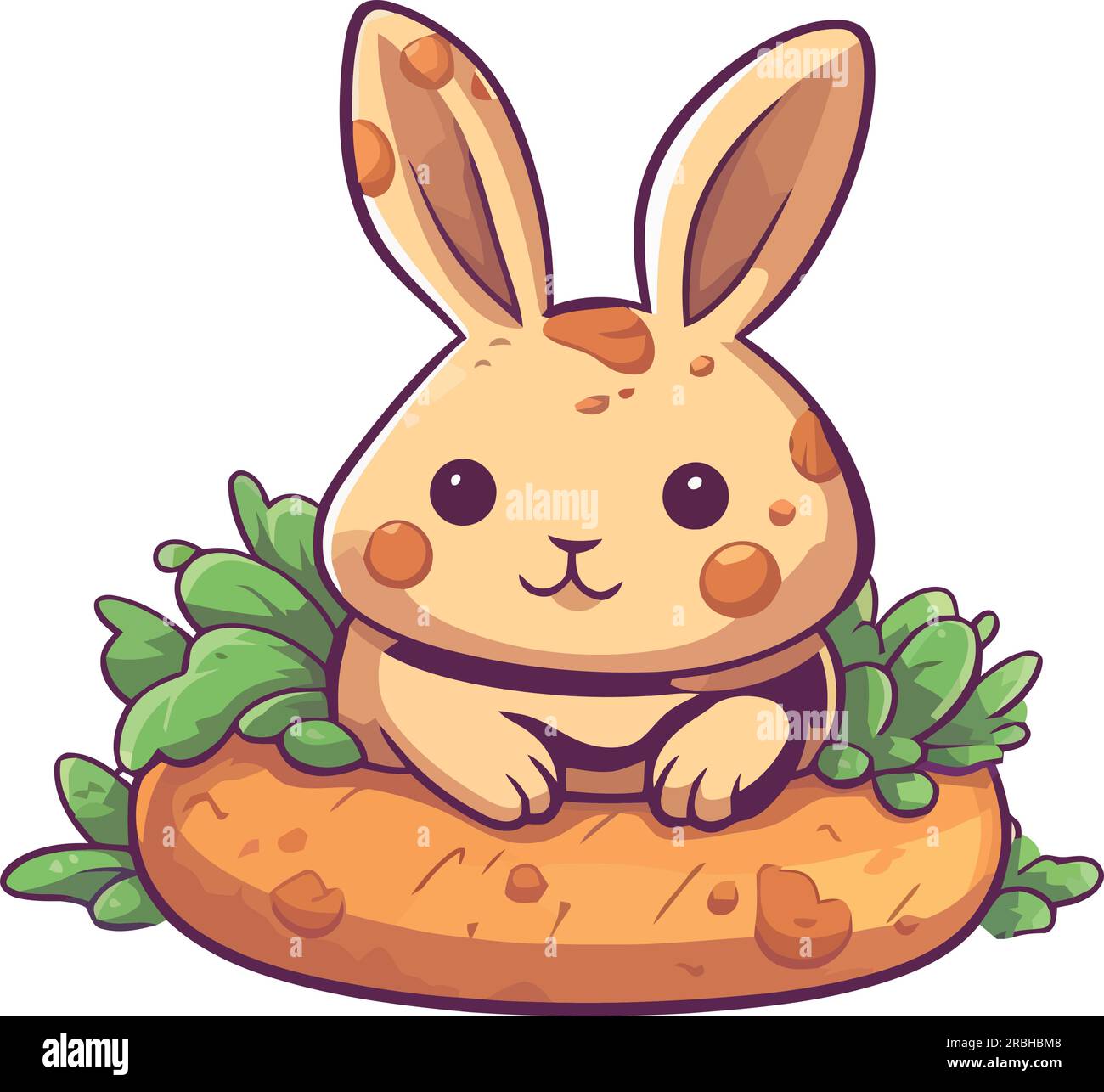 Cute baby rabbit sitting in grass basket Stock Vector Image & Art - Alamy