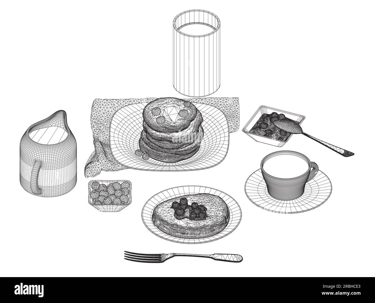 Various healthy morning food and breakfast meals hand drawn with ...