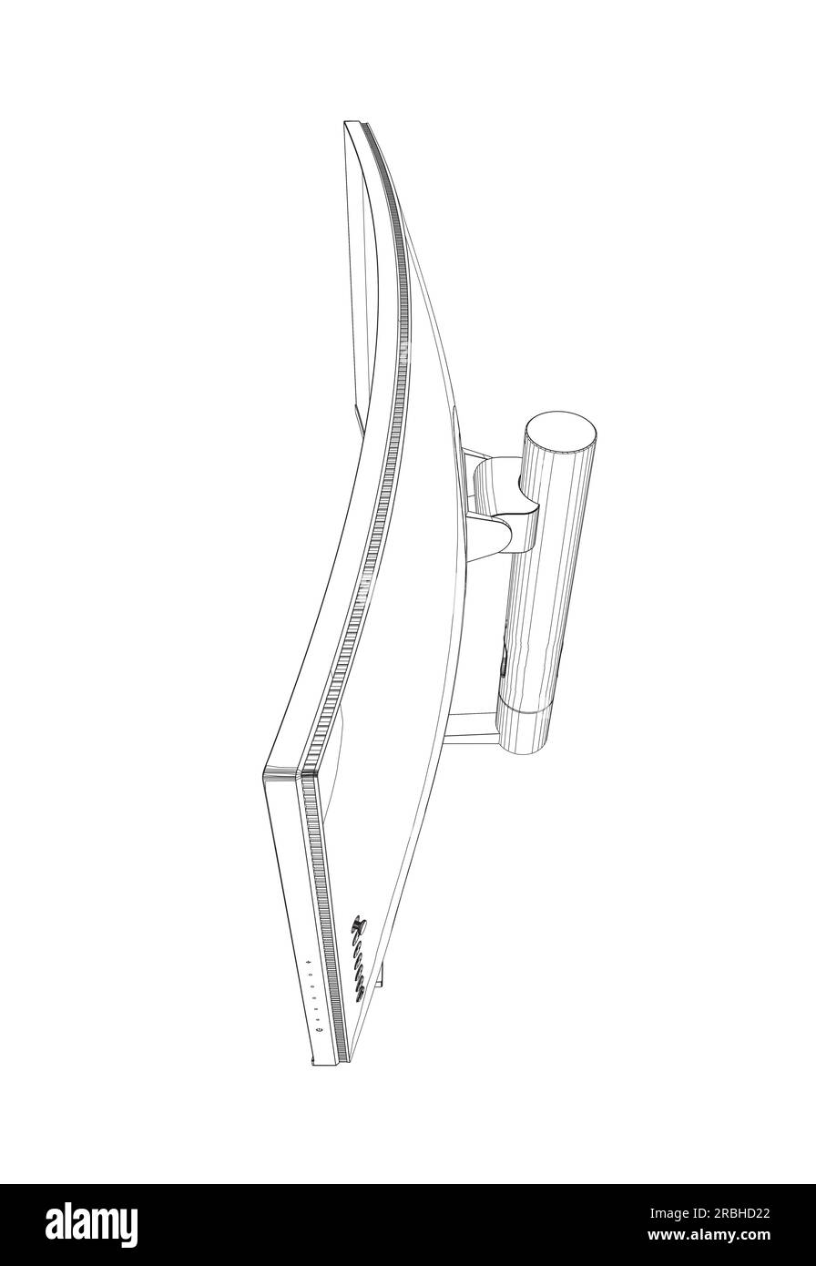 Outline of modern thin frame display computer monitor vector