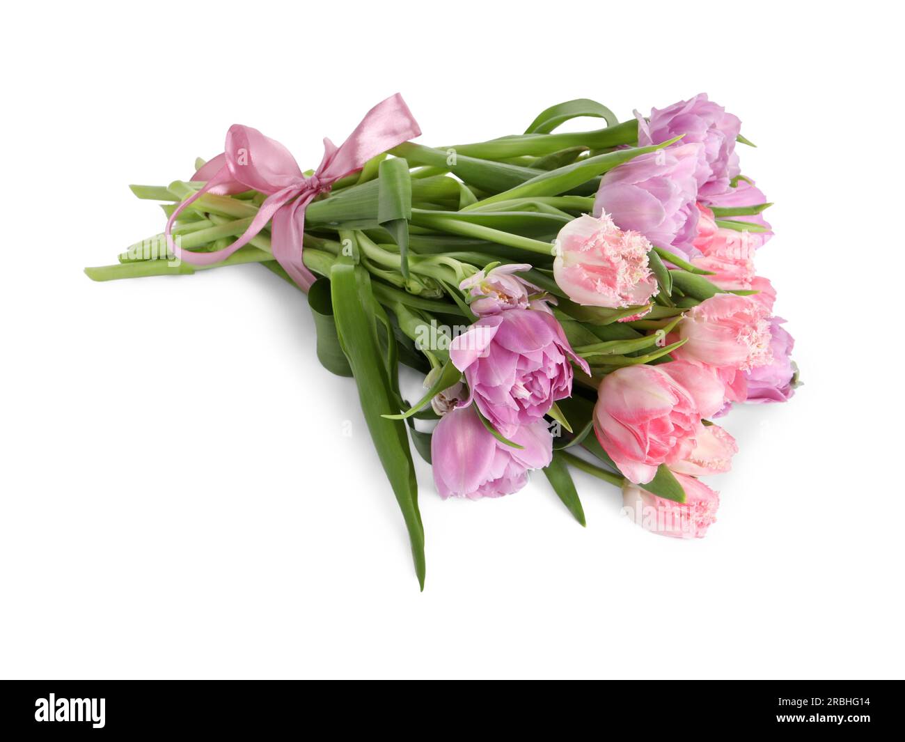 Beautiful bouquet of colorful tulip flowers on white background Stock ...