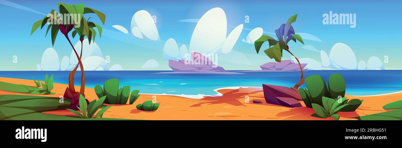 Island beach game landscape summer vector paradise. Tropical vacation ...