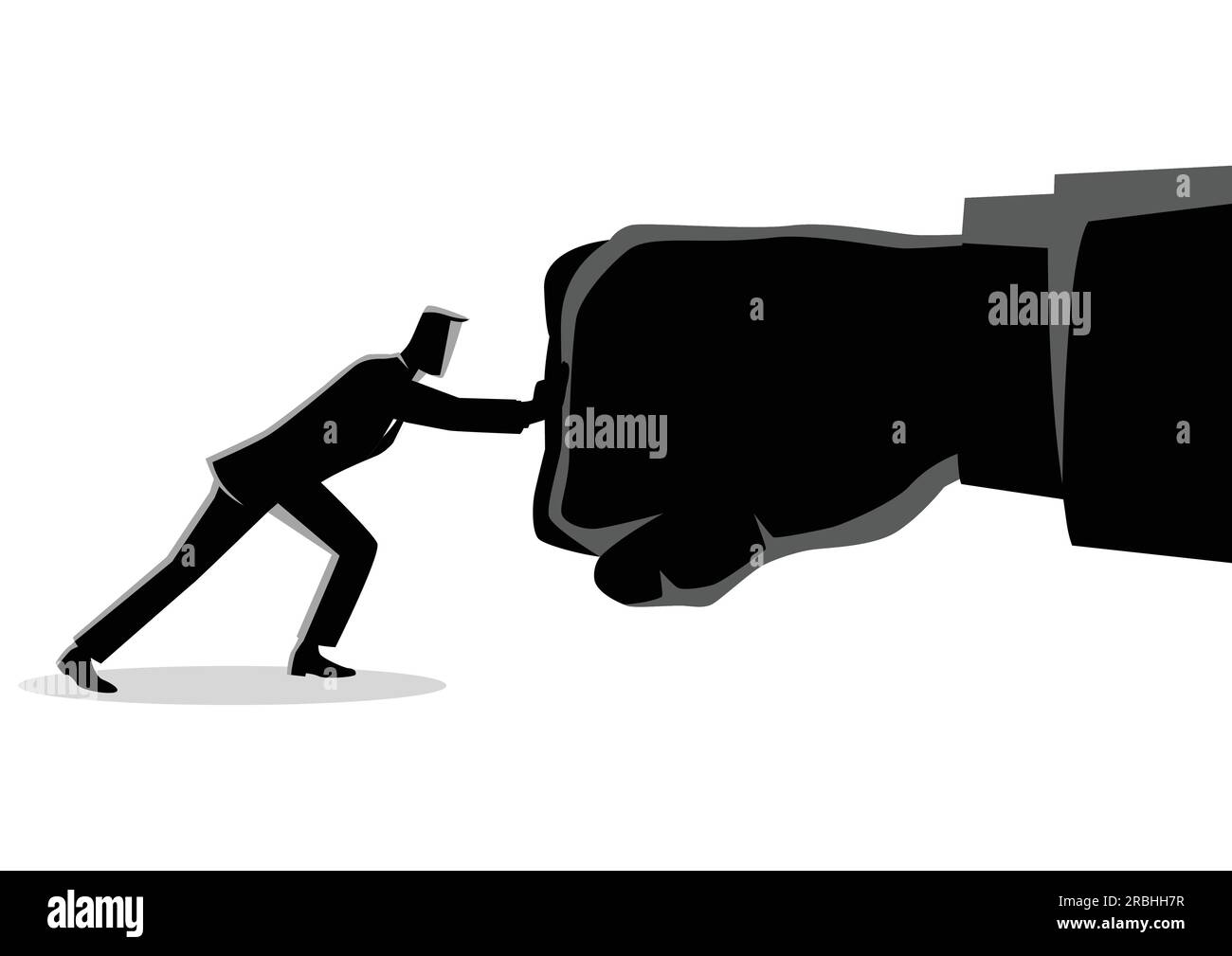 Business concept vector illustration of a businessman holding a giant punching hand Stock Vector